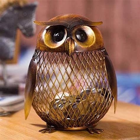 tooarts owl shaped metal coin bank box handwork crafting art|Metal Coin Bank Tooarts Owl Shaped Handwork Crafting Art.